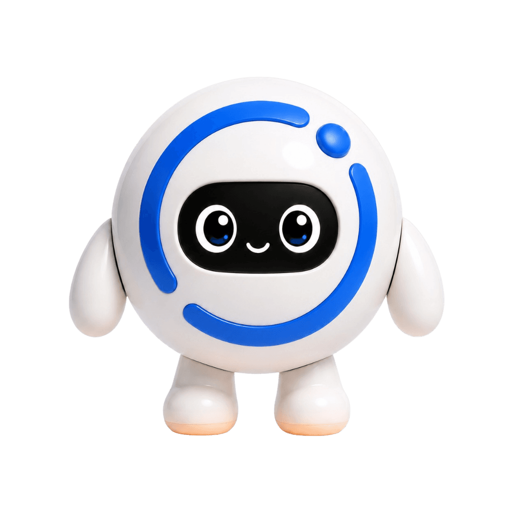 Auxi mascot looking up at the plans, thinking which to choose